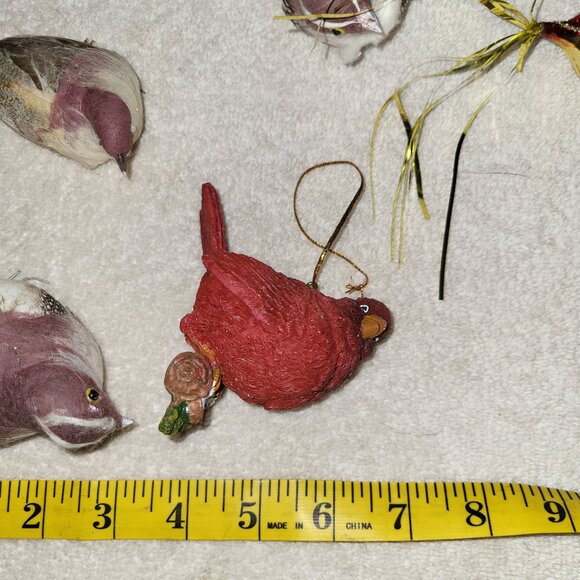 4 Vtg Christmas Ornament Bird Brown Feathers + 2 BONUS BIRDS SEE PICTURES GUC - Picture 6 of 6
